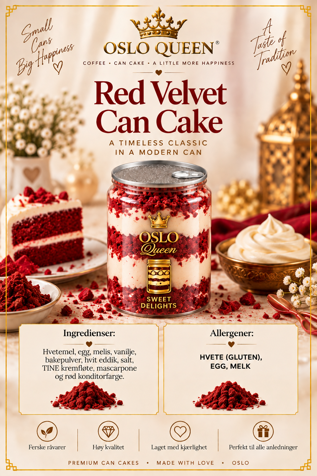 Oslo Queen Red Velvet can cake